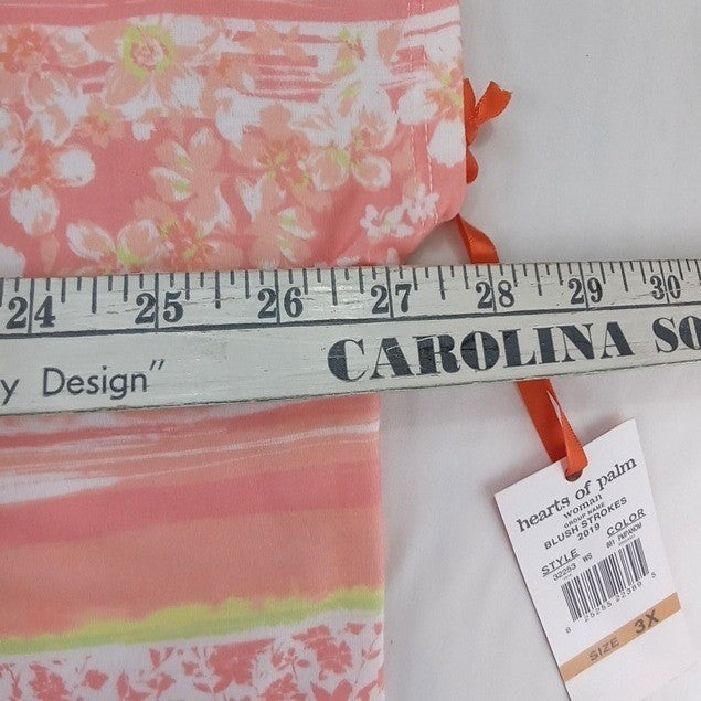 NWT-Hearts of Palm Woman Blush Strokes Print V Neck Gathered Ring Top 3X