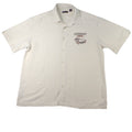 Centro Mens XL Short Sleeve Button Up Shirt Cream Midnight Diner Car Embroidered