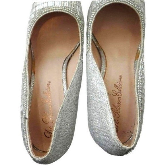 De Blossum Collection Stunning Unique Silver Mirror Mosaic High Heel Pumps Sz 10