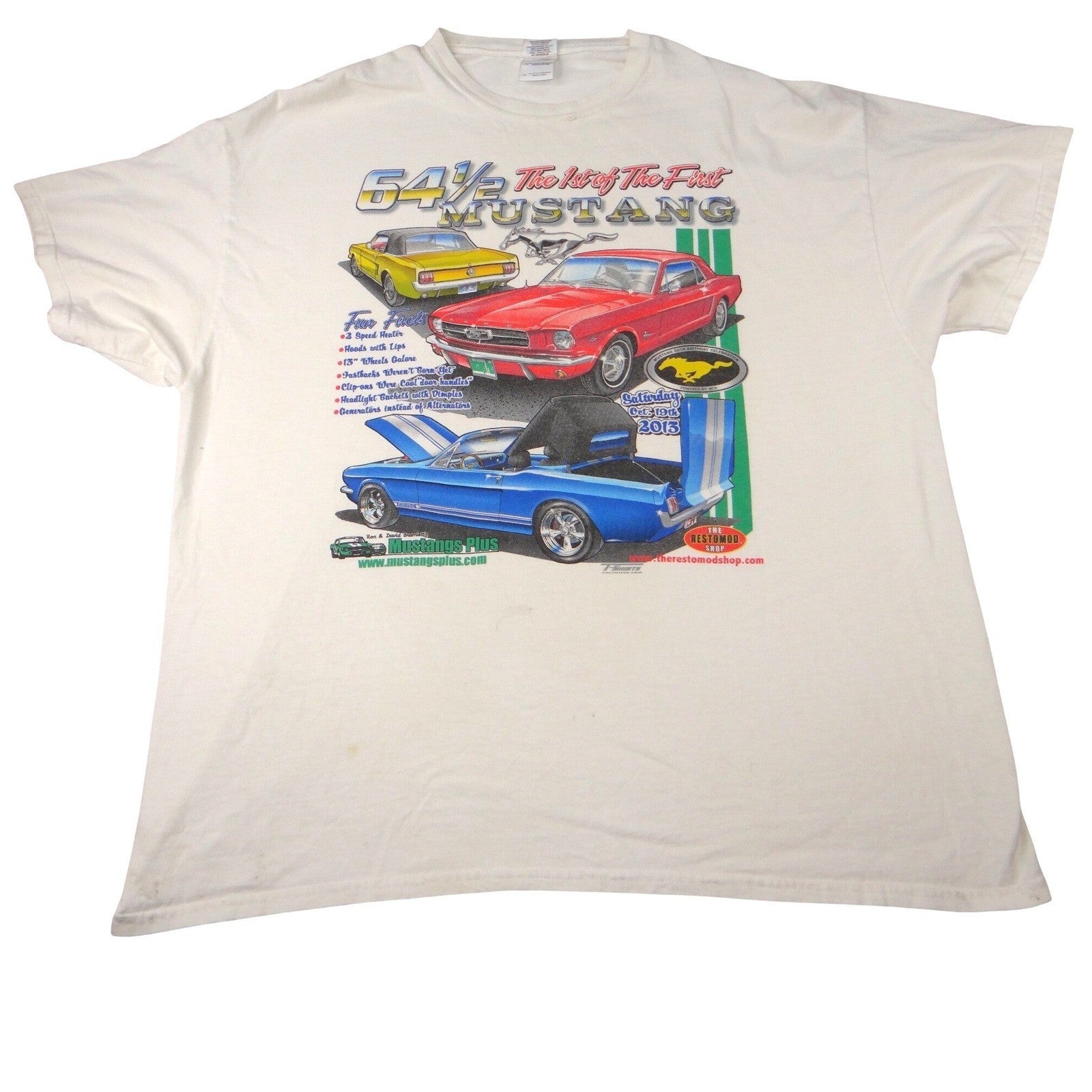 White Gildan Ultra Cotton 64 1/2 The 1st of The First Mustang T Shirt Size 2XL