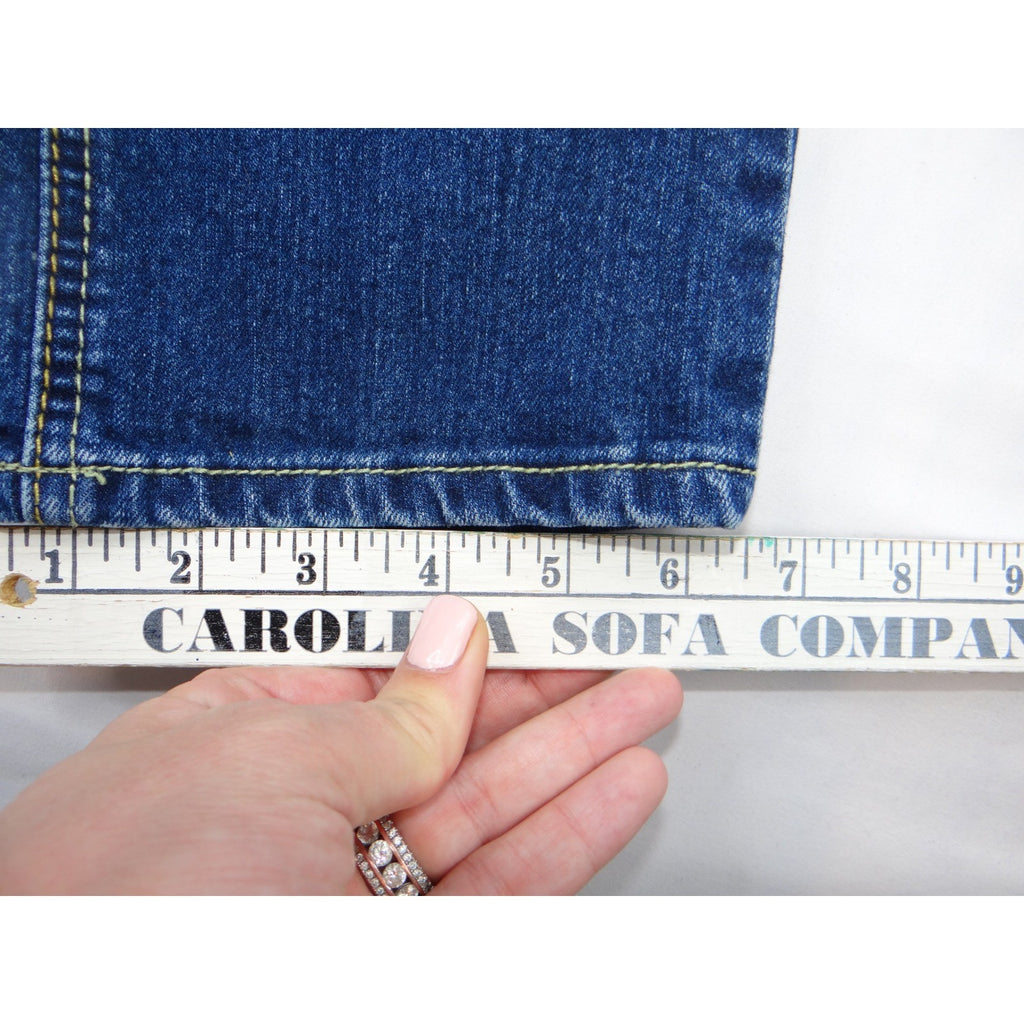 Earl Jean Blue Denim Bootcut Jeans Embellished Pockets Size 28