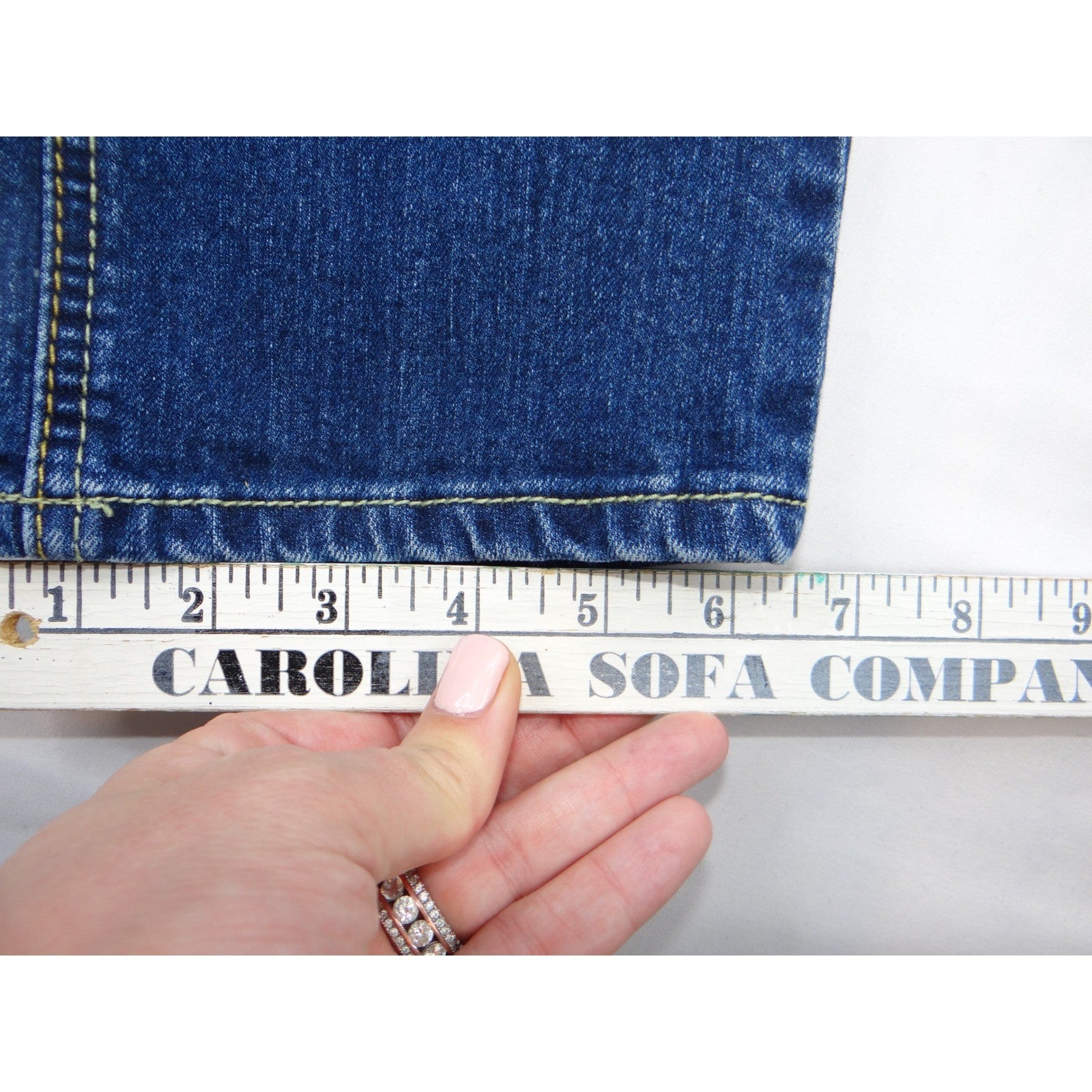 Earl Jean Blue Denim Bootcut Jeans Embellished Pockets Size 28