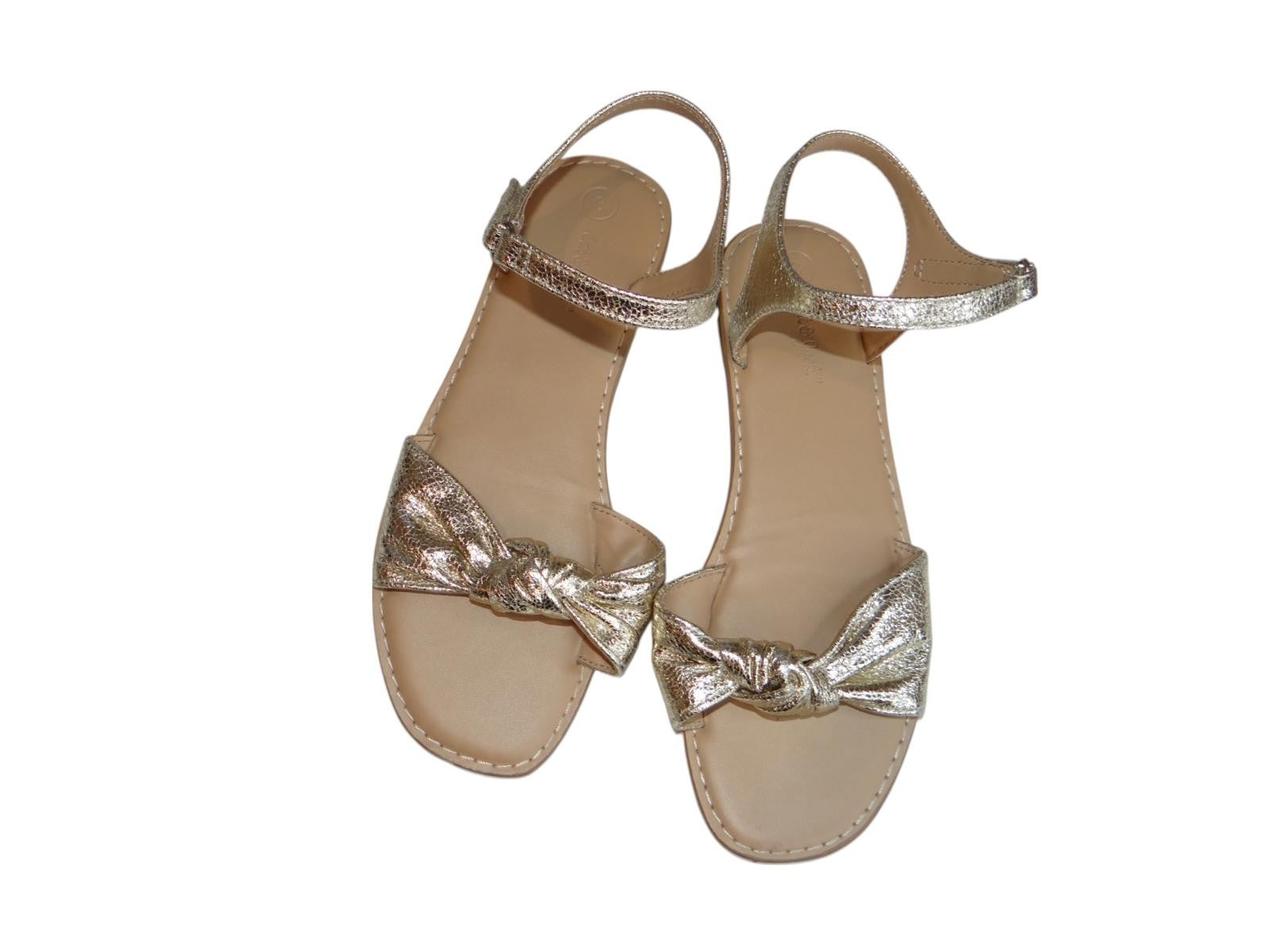 Chic Gold Metallic Bow Sandals