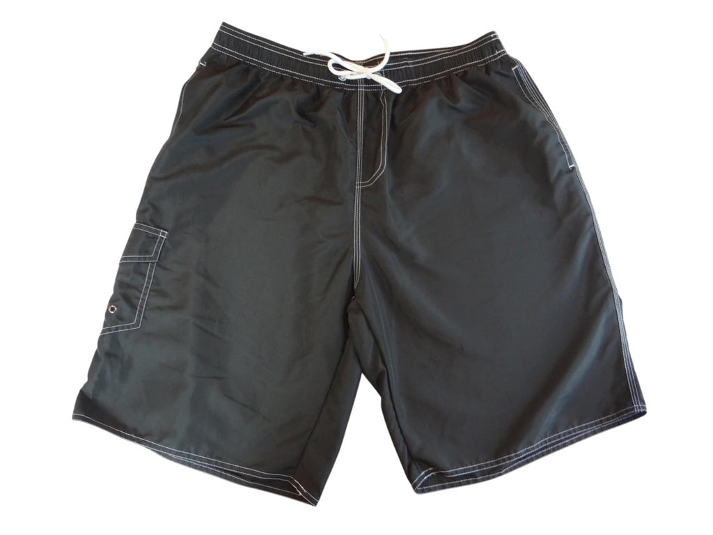 High-Quality Black Nylon Swim Shorts - XL