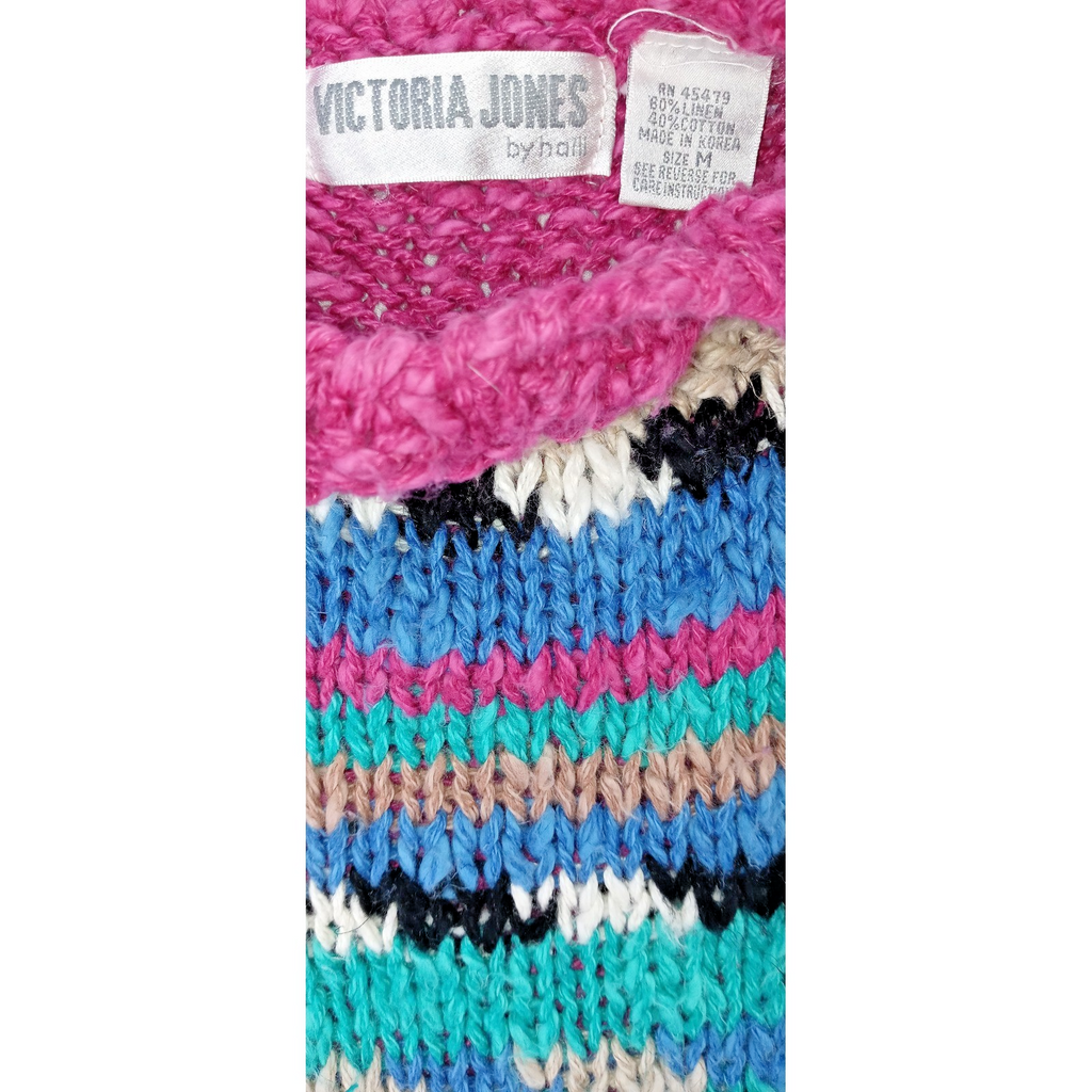 Victoria Jones by Halli Knit Sweater Tank Top Multi Color Striped Sleeveless M