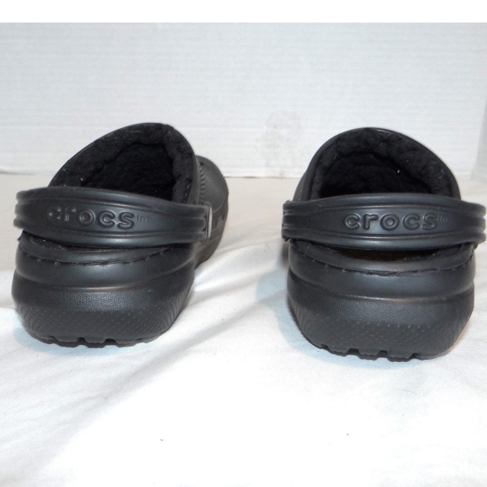 Crocs Kids Classic Lined Clog Black Faux Fur Fuzzy Slip On Shoes Kids Size 13