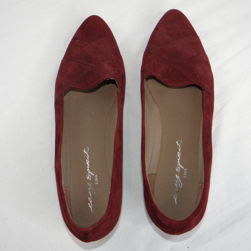 Easy Spirit Womens Burgundy Suede Wedge Heels Shoes Size 9
