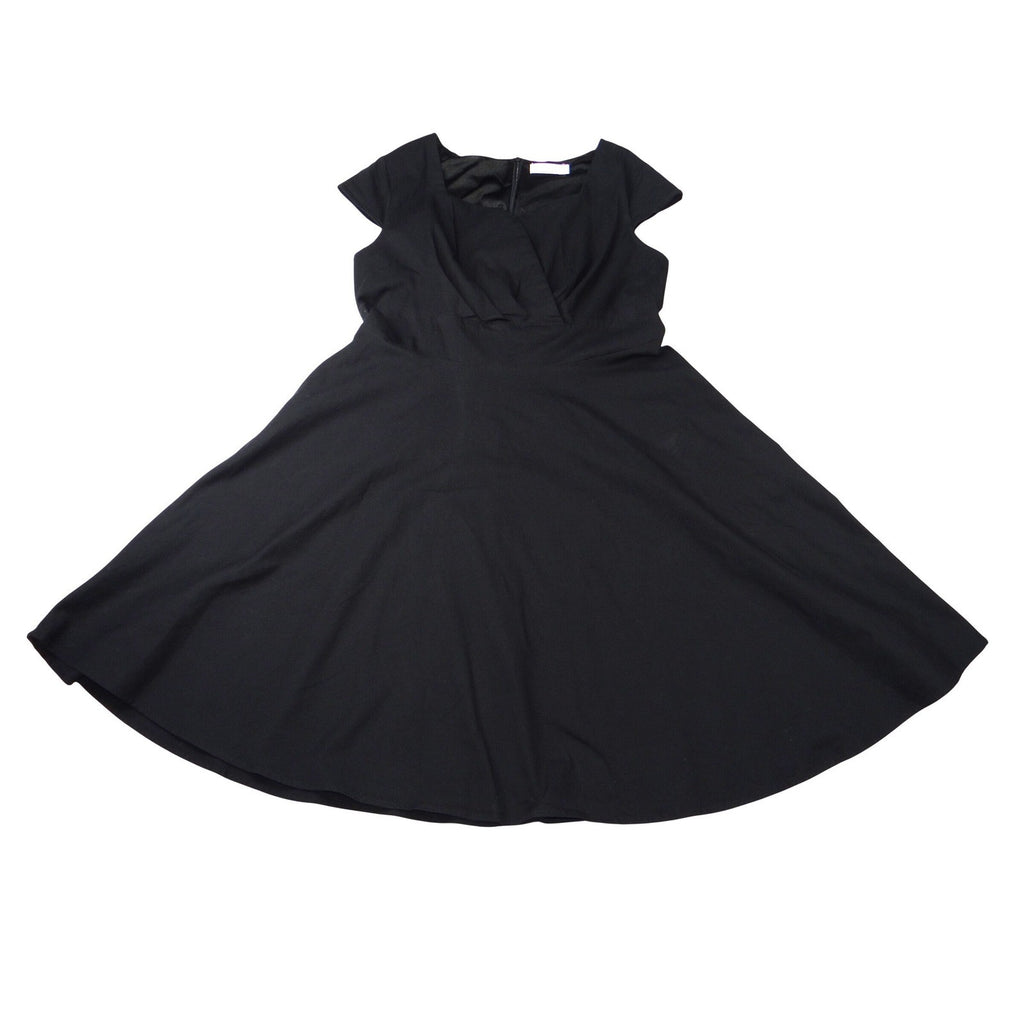 Hanpceirs Black Cap Sleeve Square Neck Fit and Flare Dress Women's XL