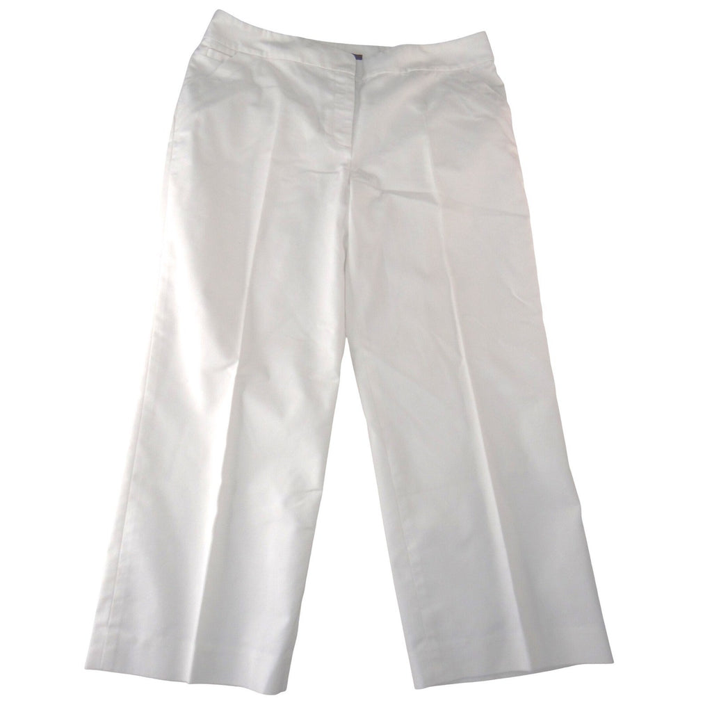 Ann Taylor Womens White Wide Leg Twill Dress Pants Trousers Size 10