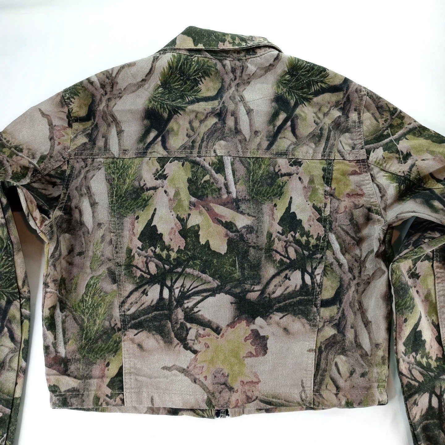 Refuge Camouflage Cropped Denim Jacket Women Size M Utility Pockets Casual