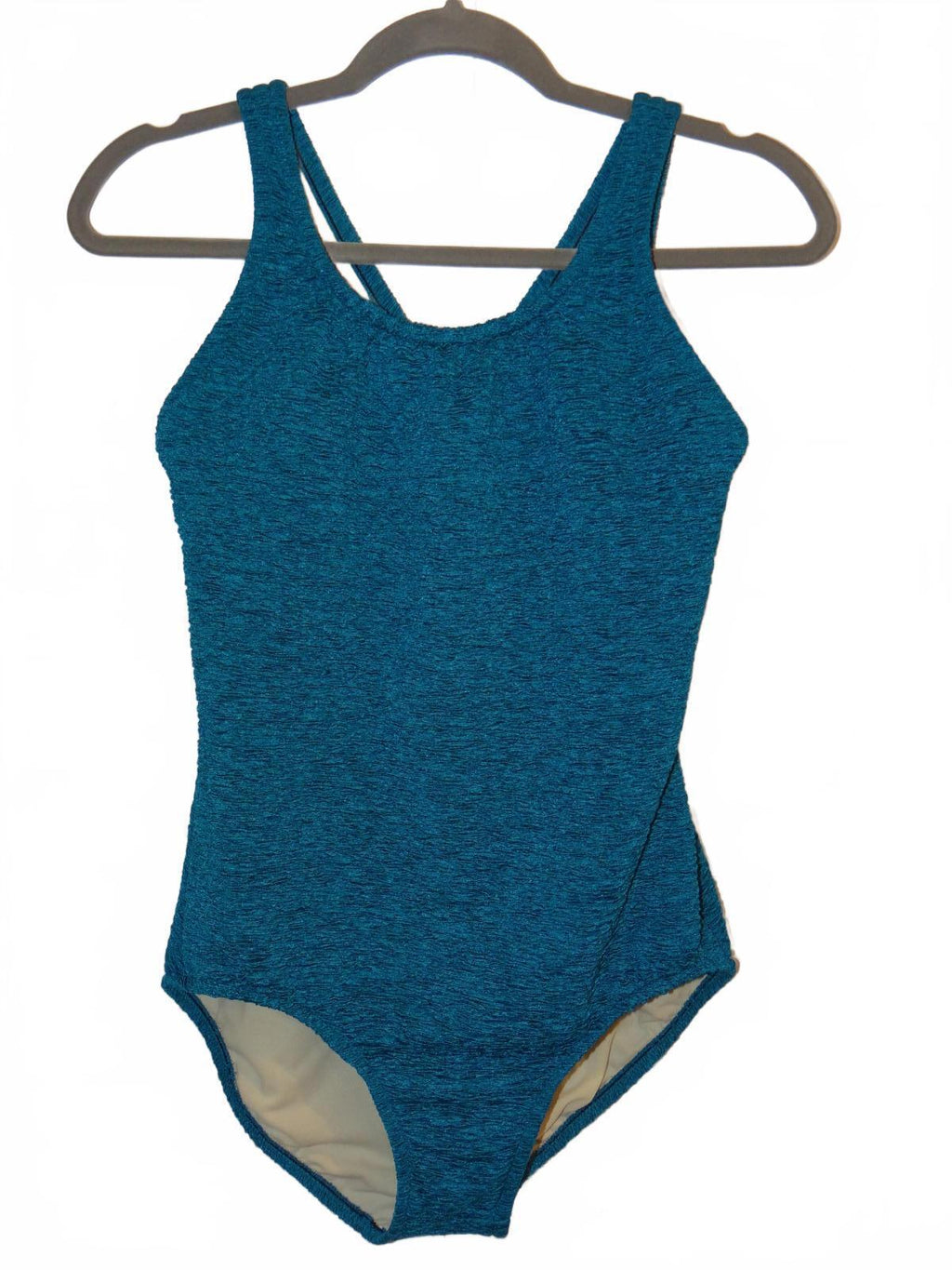 Stylish Blue One-Piece Swimsuit with Crossback