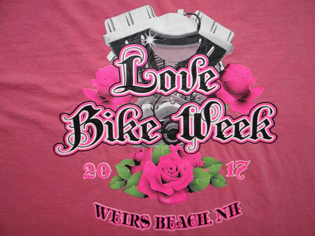 Women's Pink Sleeveless Muscle Tee - Love Bike Week 2017 Weirs Beach NH