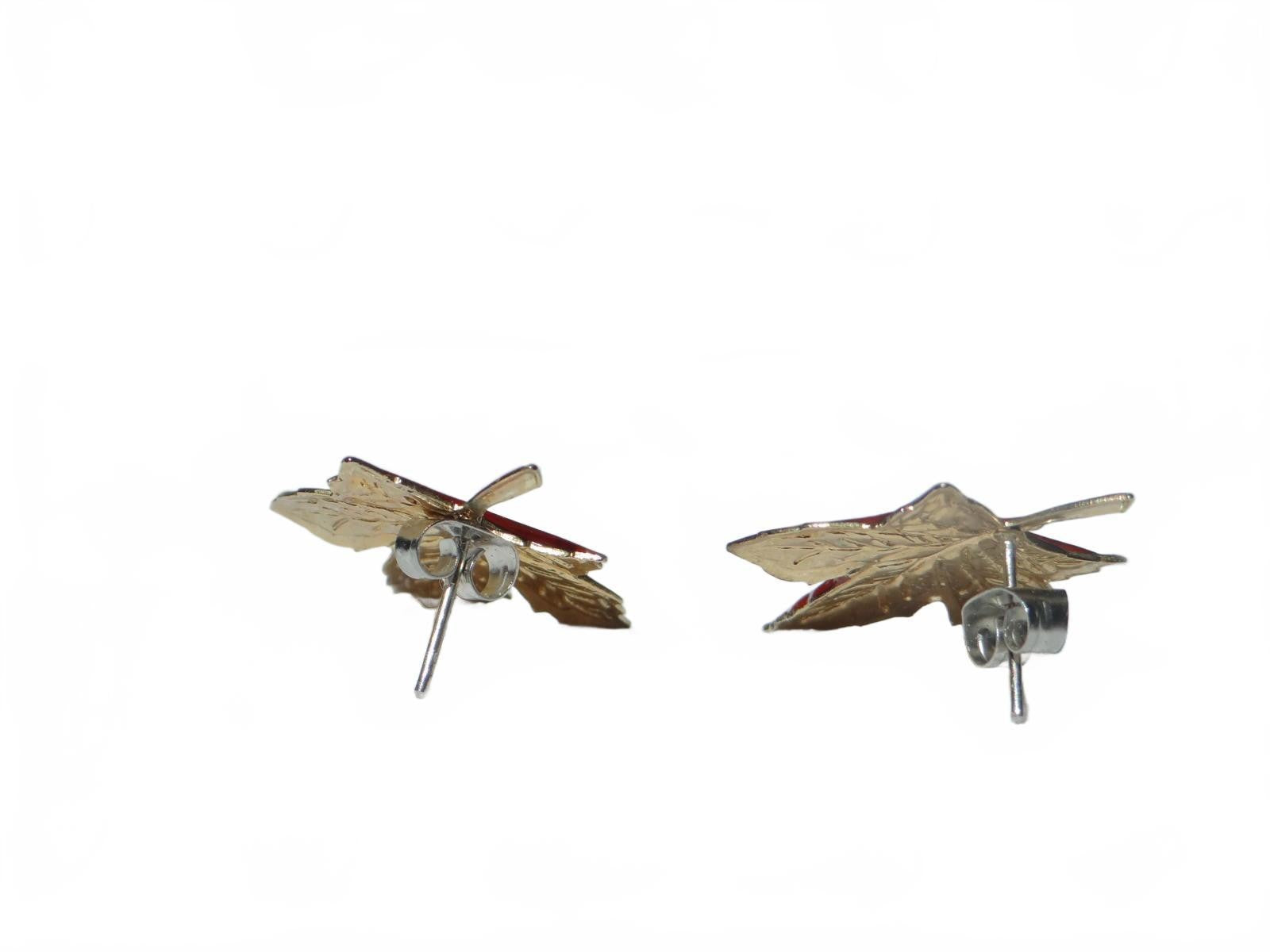 Red Maple Leaf Shaped Earrings