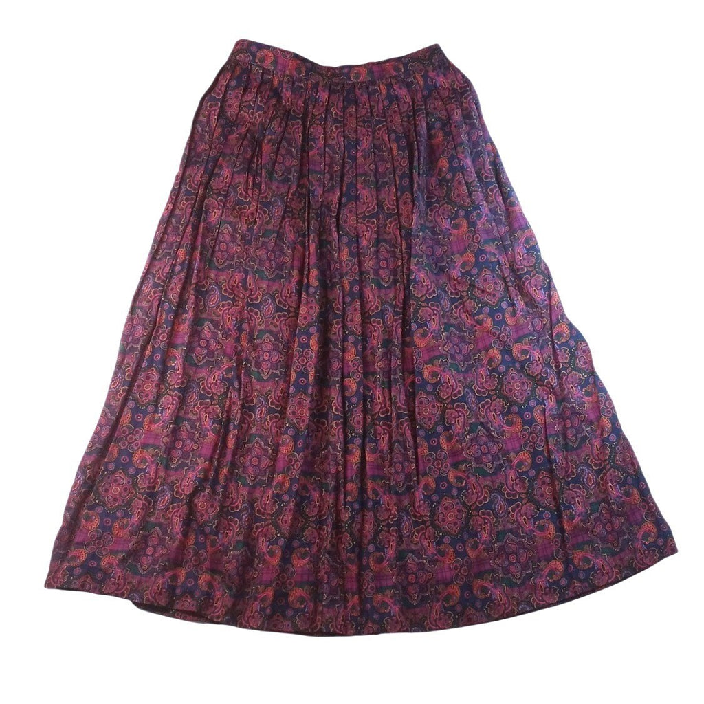 Portraits by Northern Isles Pleated Maxi Skirt Paisley Print Rayon Size 8