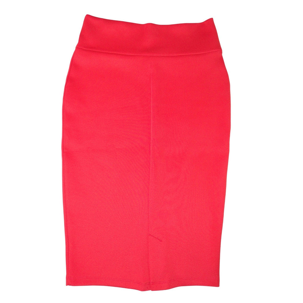 Thalia Sodi Womens Red Stretch Knit Pencil Midi Skirt Size Small High Waist Slit