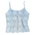 Jeanology Collection Womens Blue Crochet Floral Tank Top Size M