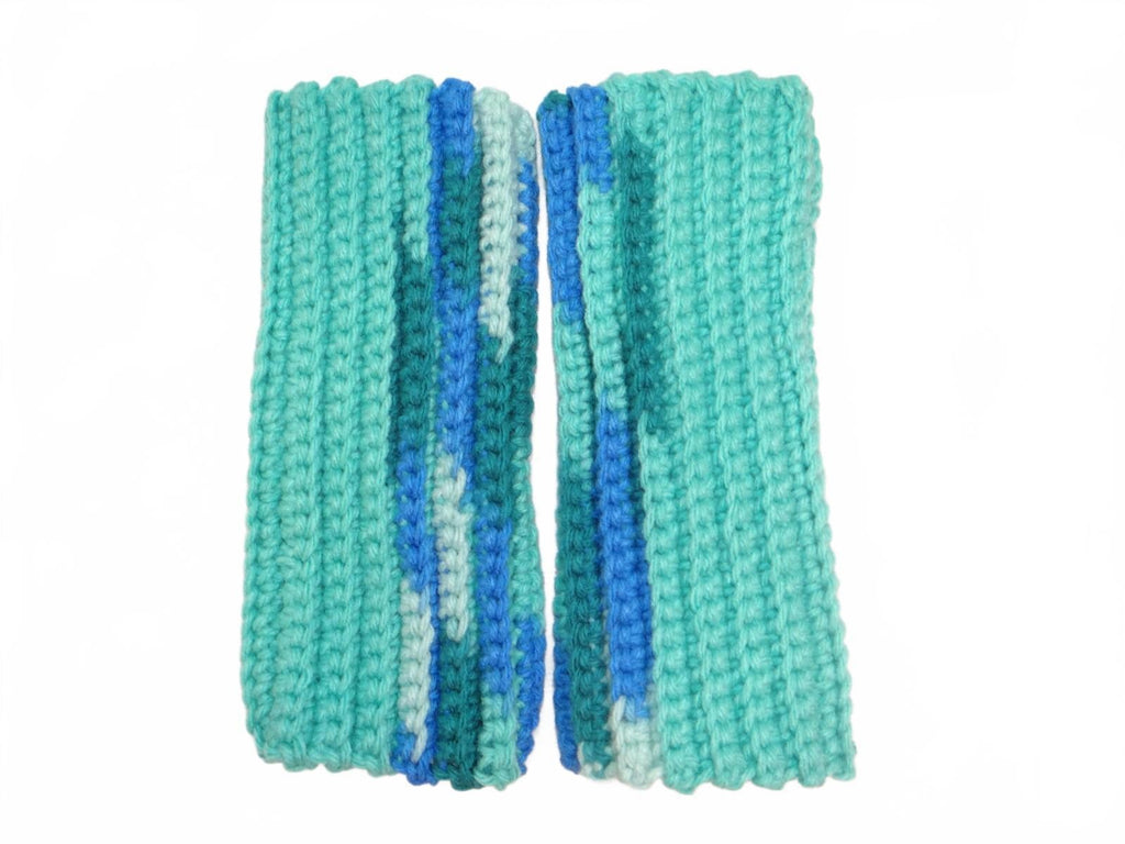 Handmade Crochet Handwarmers in Blue and Green Lot 4