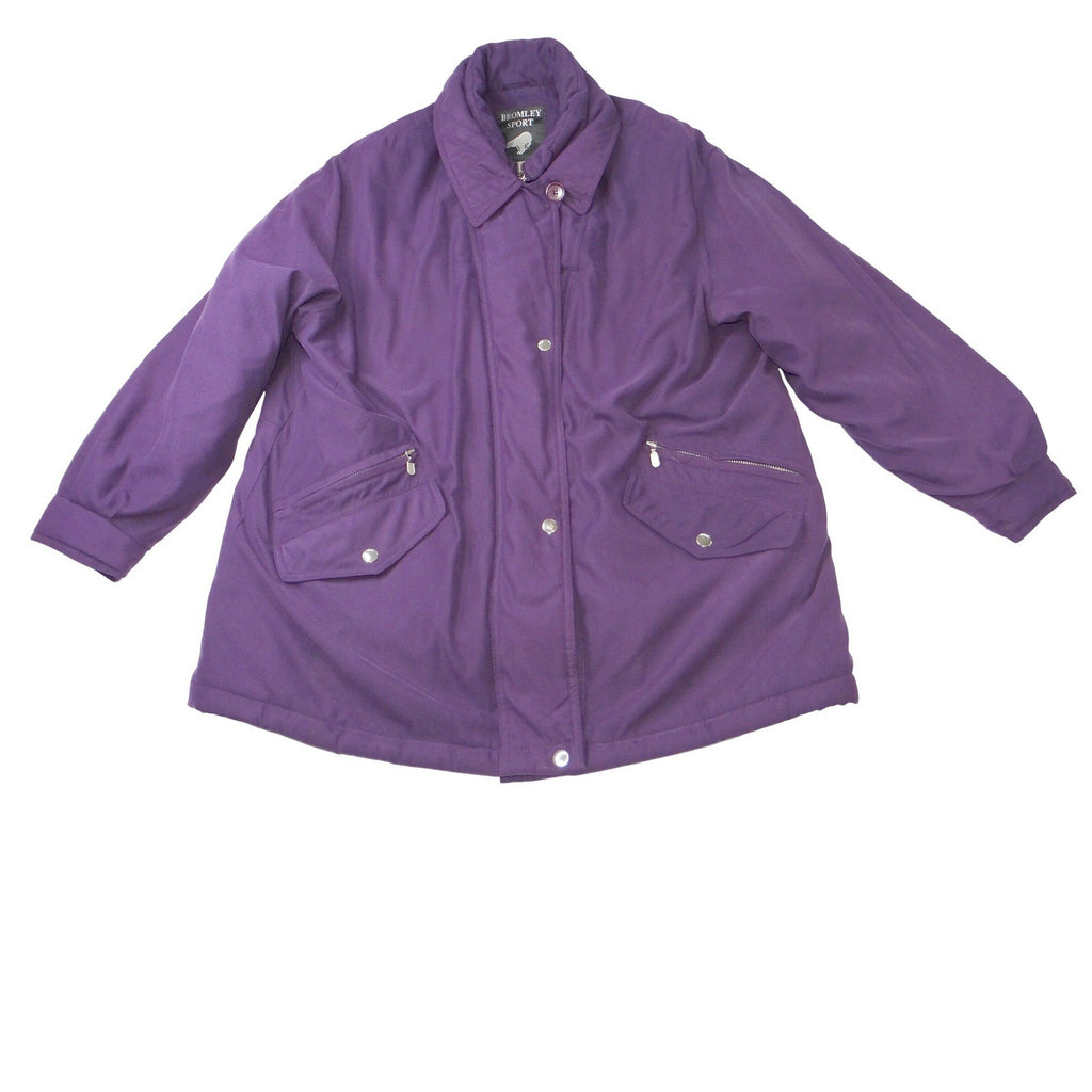 Bromley Sport Womens Purple Quilted Lined Jacket Size L Thermoloft Winter Coat