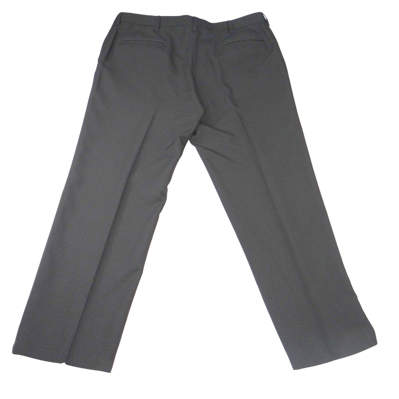 Haggar H26 Mens Dress Pants 38x29 Charcoal Black Micro Check Straight Leg Slacks