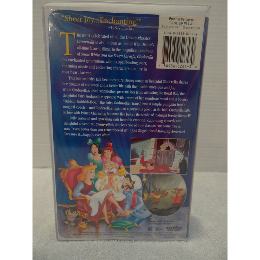 Walt Disney Masterpiece Cinderella VHS Clamshell Case Digitally Mastered