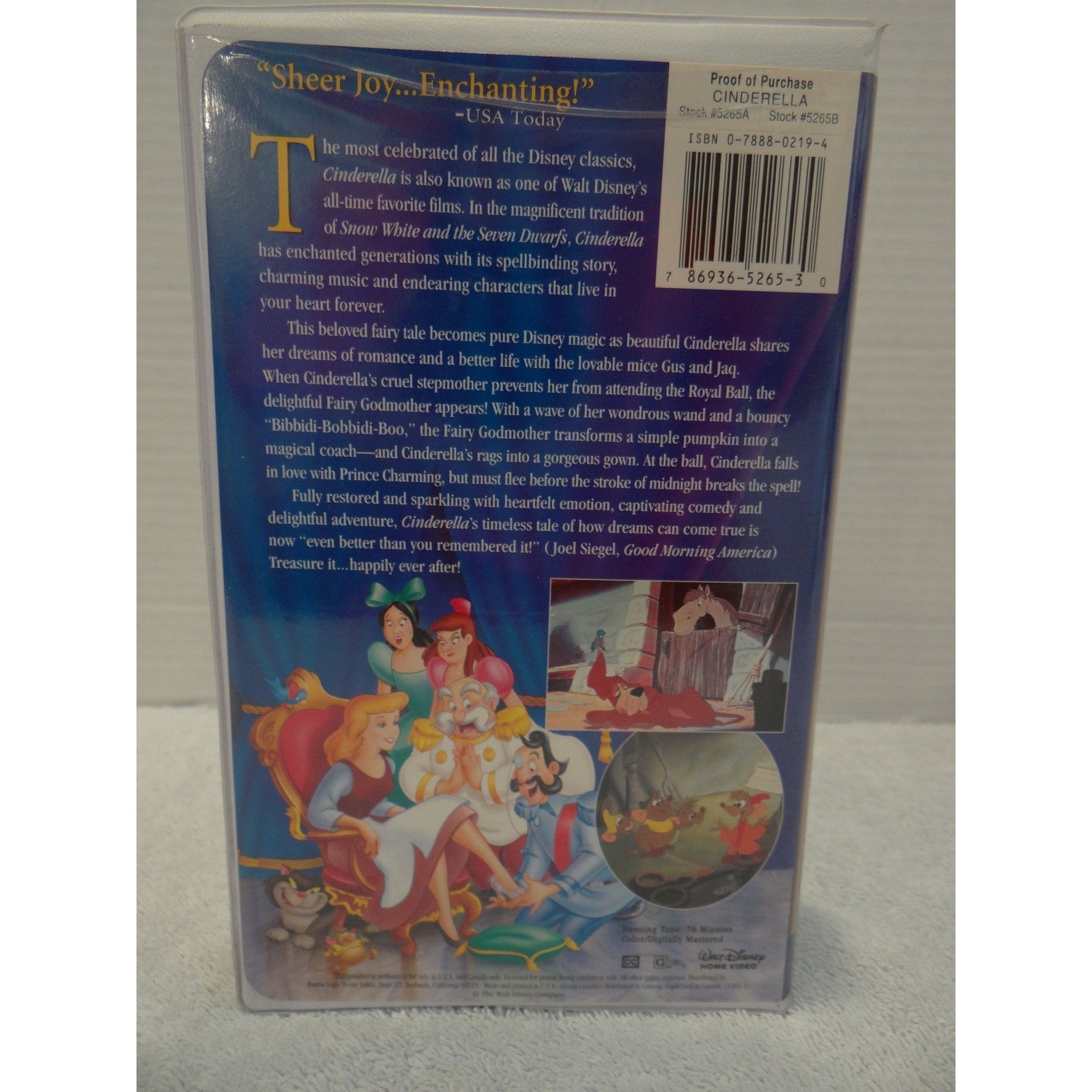 Walt Disney Masterpiece Cinderella VHS Clamshell Case Digitally Mastered