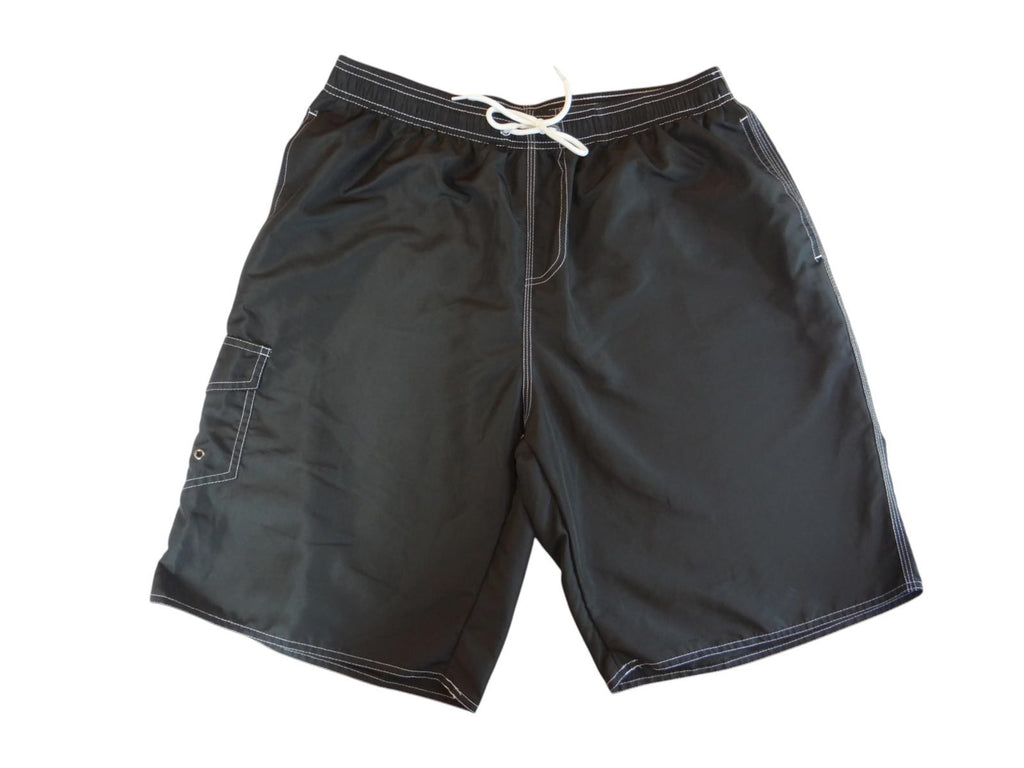 High-Quality Black Nylon Swim Shorts - XL