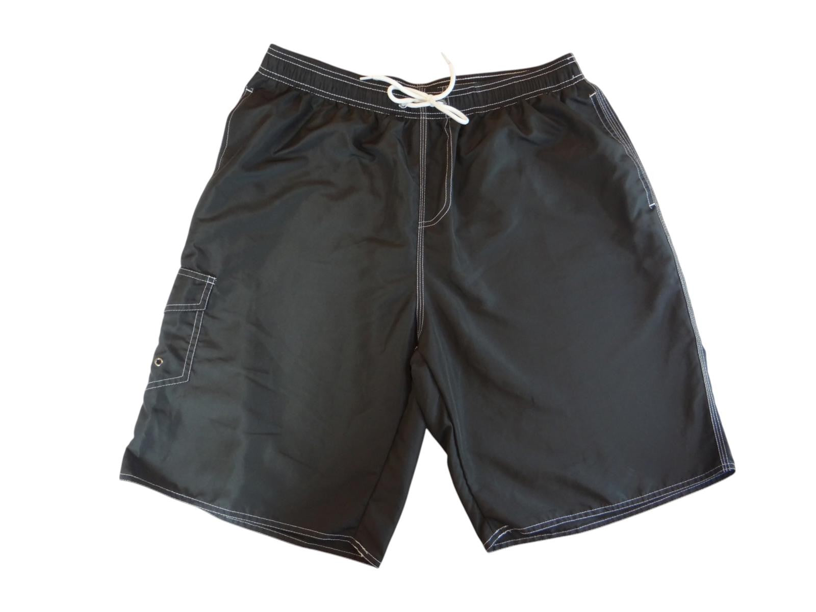 High-Quality Black Nylon Swim Shorts - XL