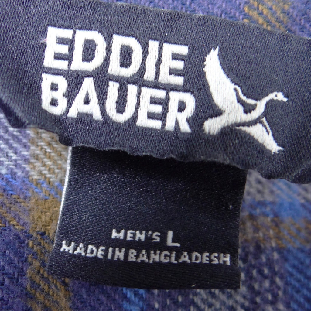 Eddie Bauer Mens Large Blue Plaid Flannel Button Up Shirt Long Sleeve Gorpcore