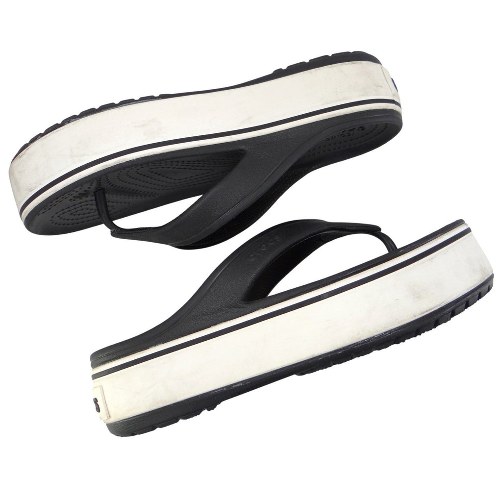 Crocs Crocband Platform Flip Sandals Black White Womens 8 Mens 6 Thong Flatform