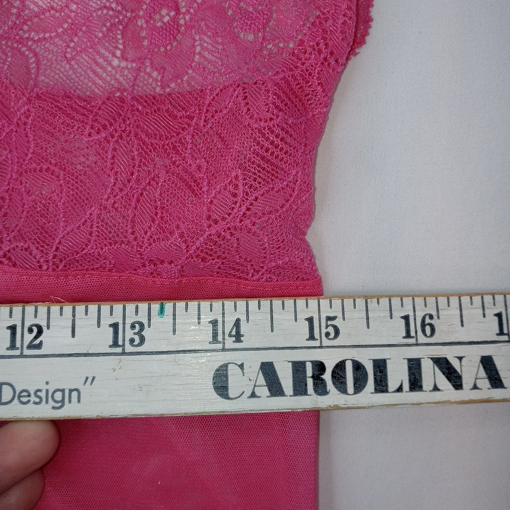 Victoria's Secret Pink Lace Trim Sheer Babydoll Chemise Lingerie Size M