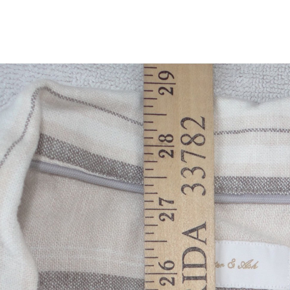 Porter & Ash Mens Large Linen Blend Striped Short Sleeve Button Up Shirt Cream