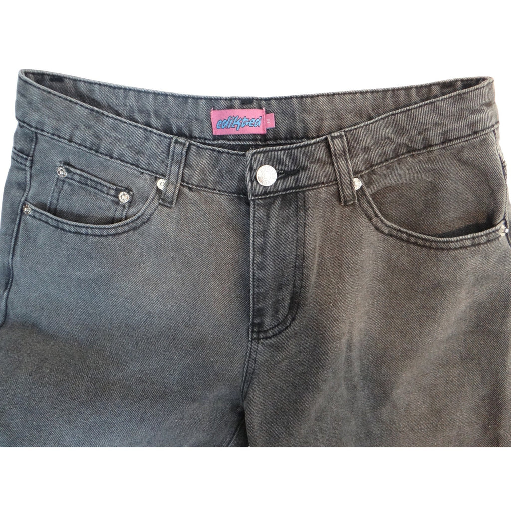 EDIKTED Wide Leg Jeans Charcoal Wash Women's Size M
