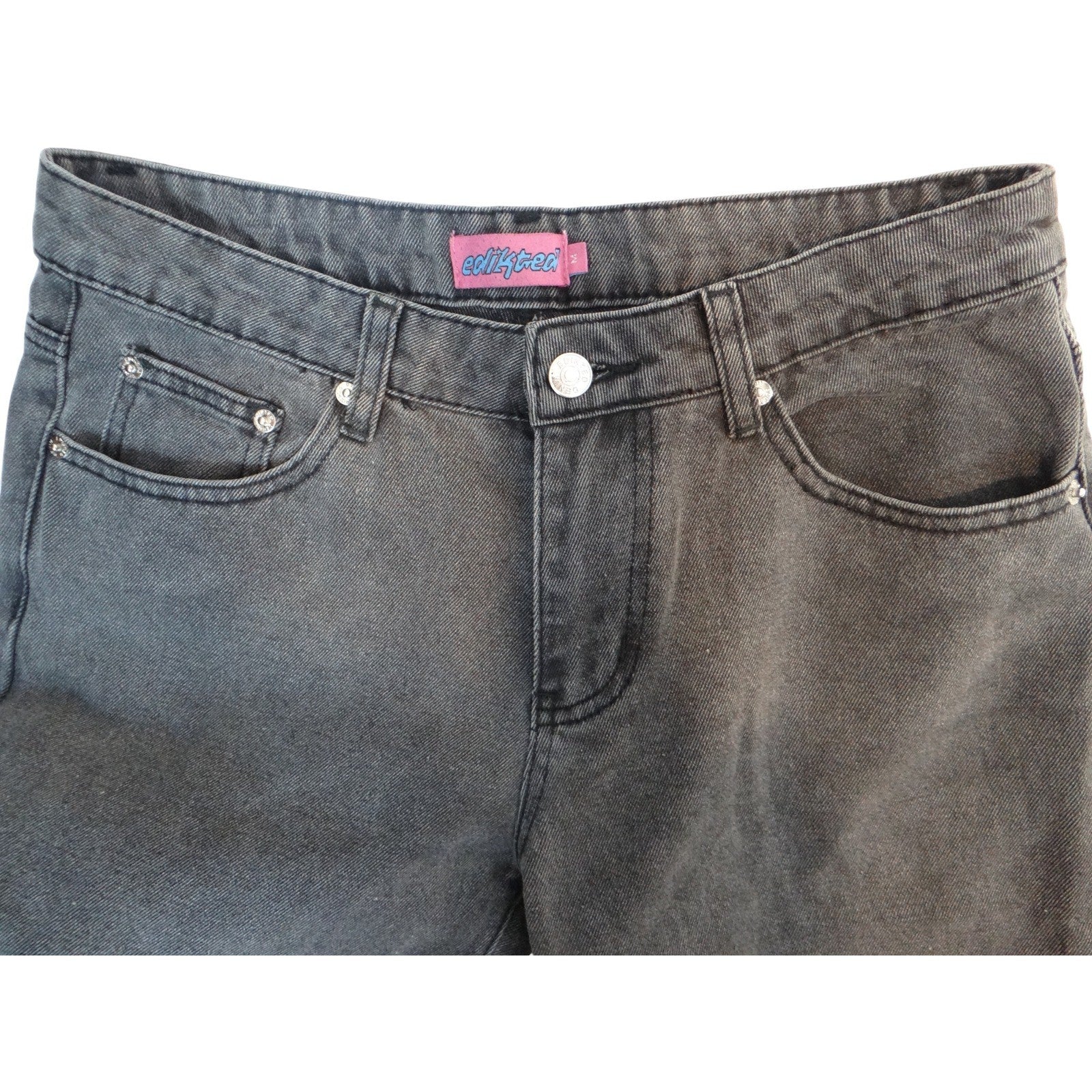EDIKTED Wide Leg Jeans Charcoal Wash Women's Size M