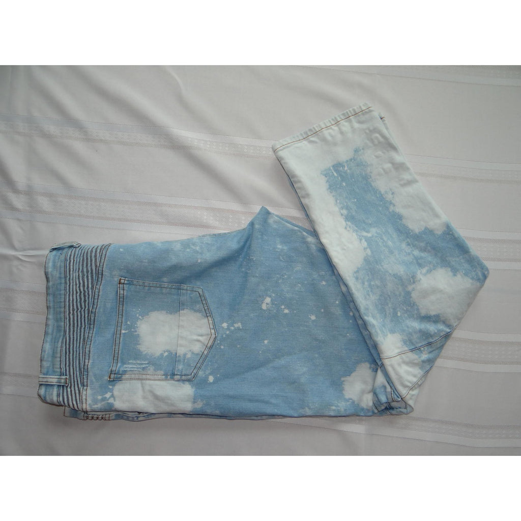 Mens Light Blue Acid Wash Skinny Jeans