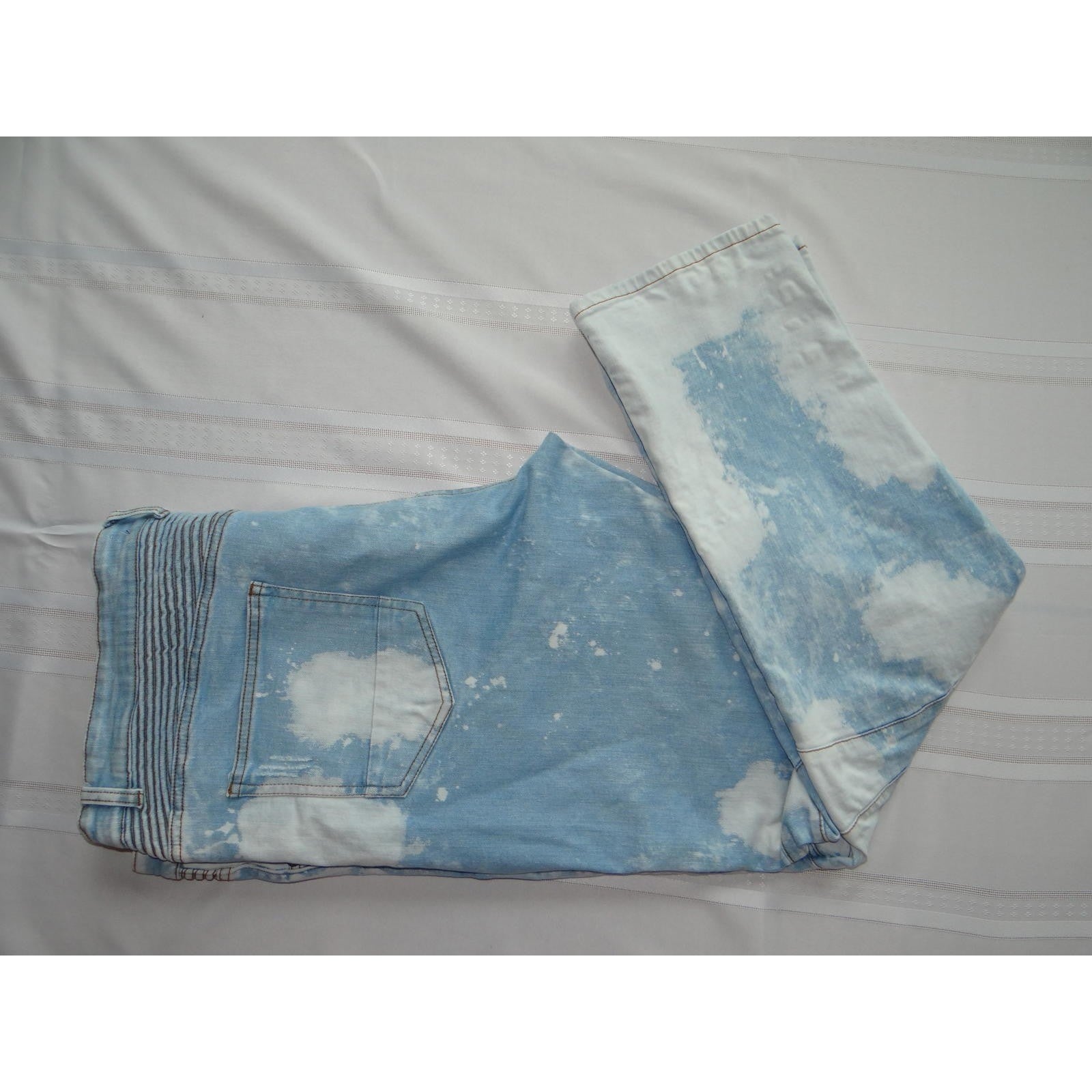 Mens Light Blue Acid Wash Skinny Jeans