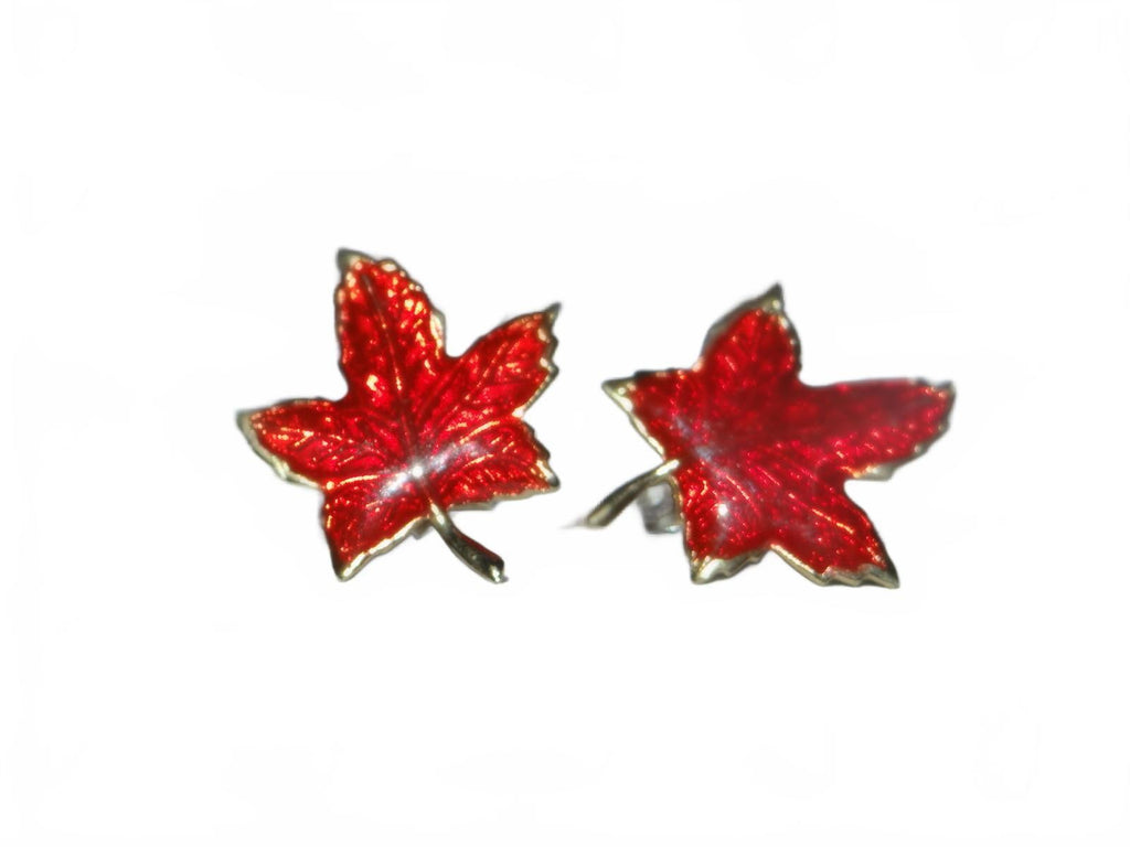 Red Maple Leaf Shaped Earrings