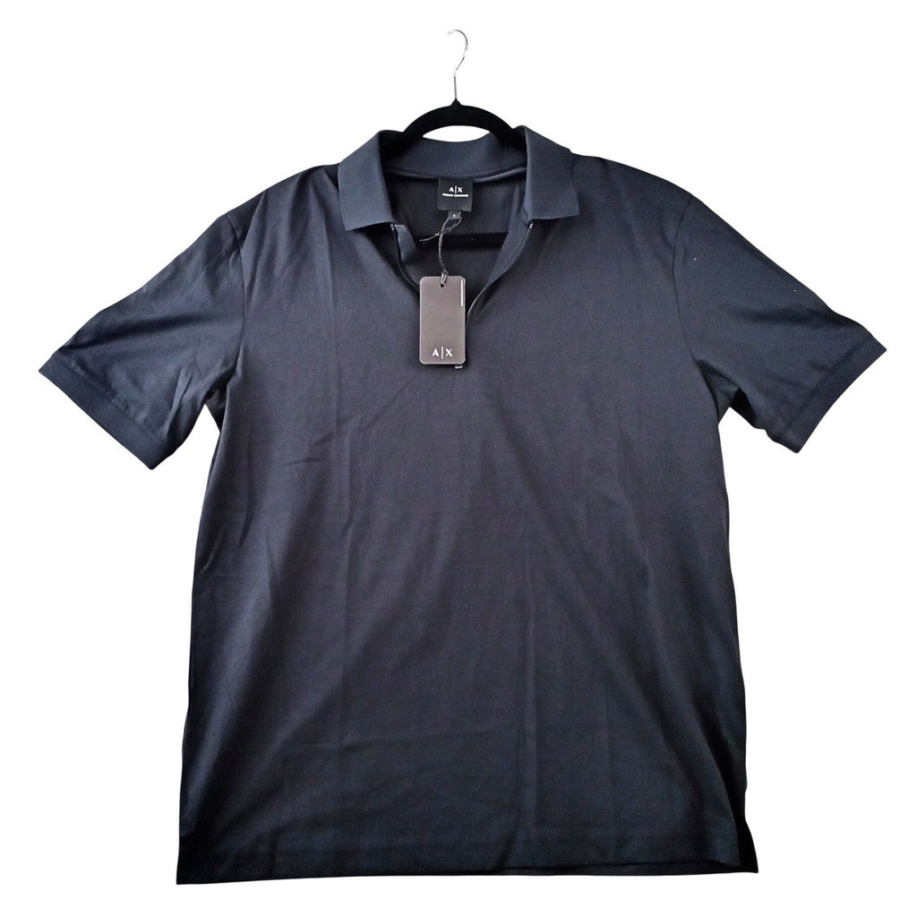 NWT-Armani Exchange Mens Deep Navy Quarter Zip Polo Shirt Size S