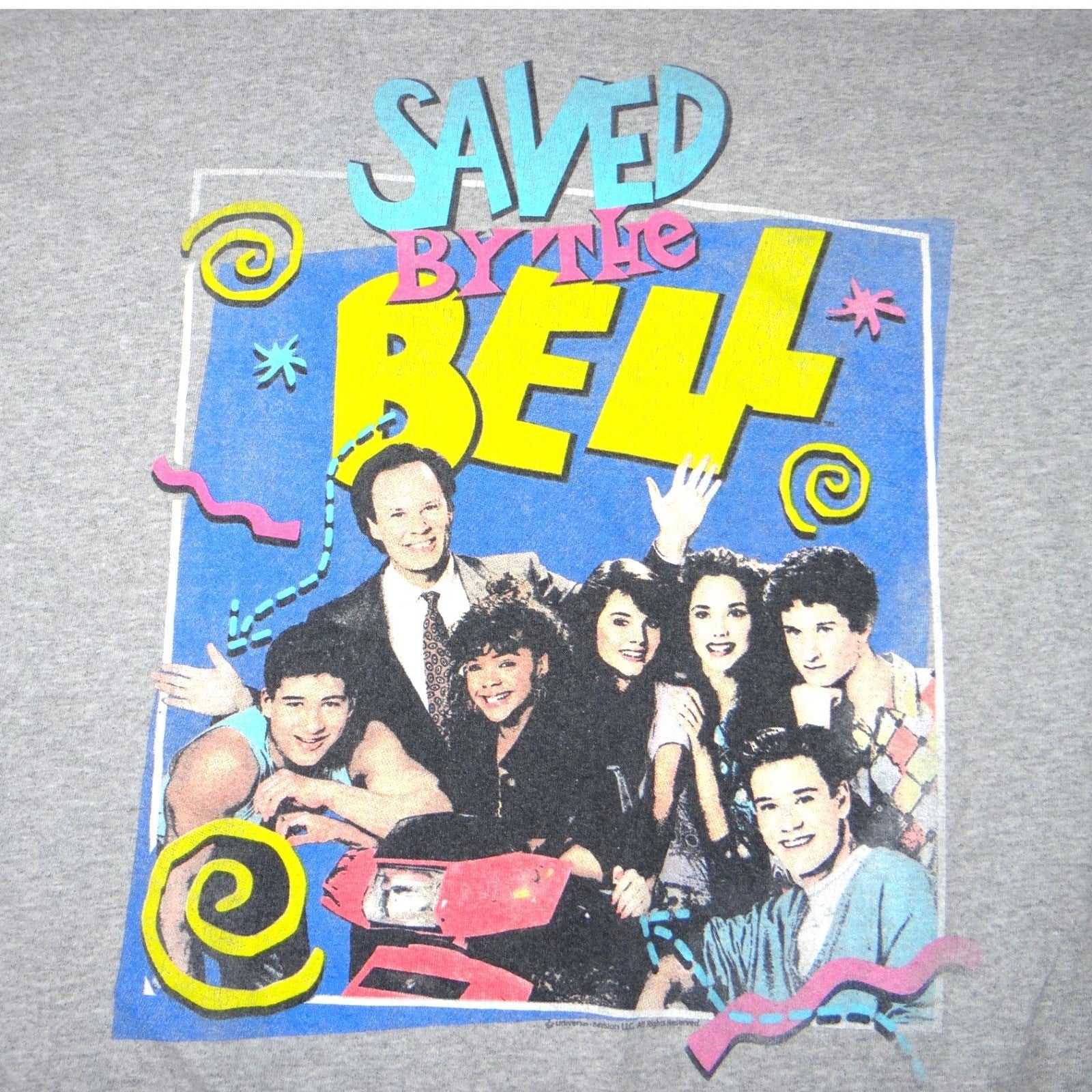 Saved by the Bell Graphic T-Shirt Grey X-Large TV Show Cast Retro