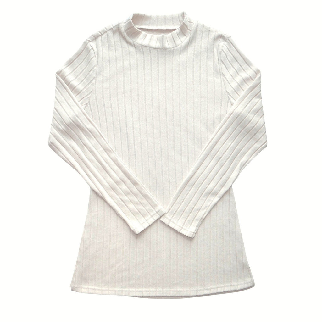 Ribbed Mock Neck Long Sleeve Top Flare Pants Set Cream Beige Knit Lounge