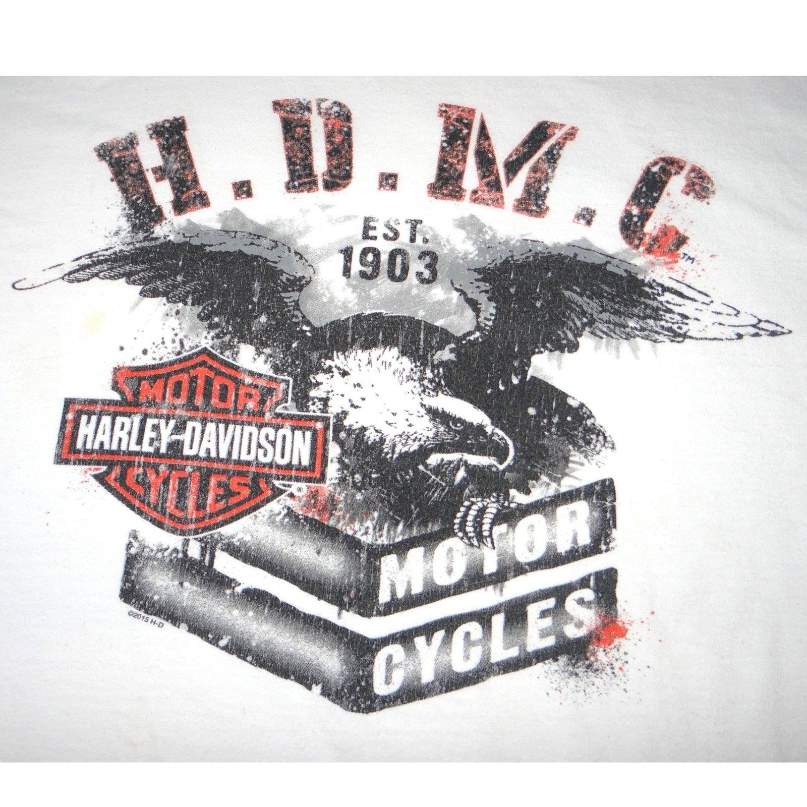 Harley-Davidson Mens White Pin-Up Lady HDMC Eagle Graphic T-Shirt 2015 Size 3XL