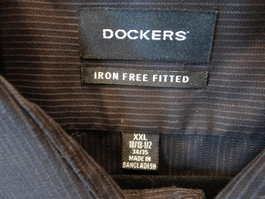 Dockers Iron Free Fitted XXL Men's Dress Shirt Black