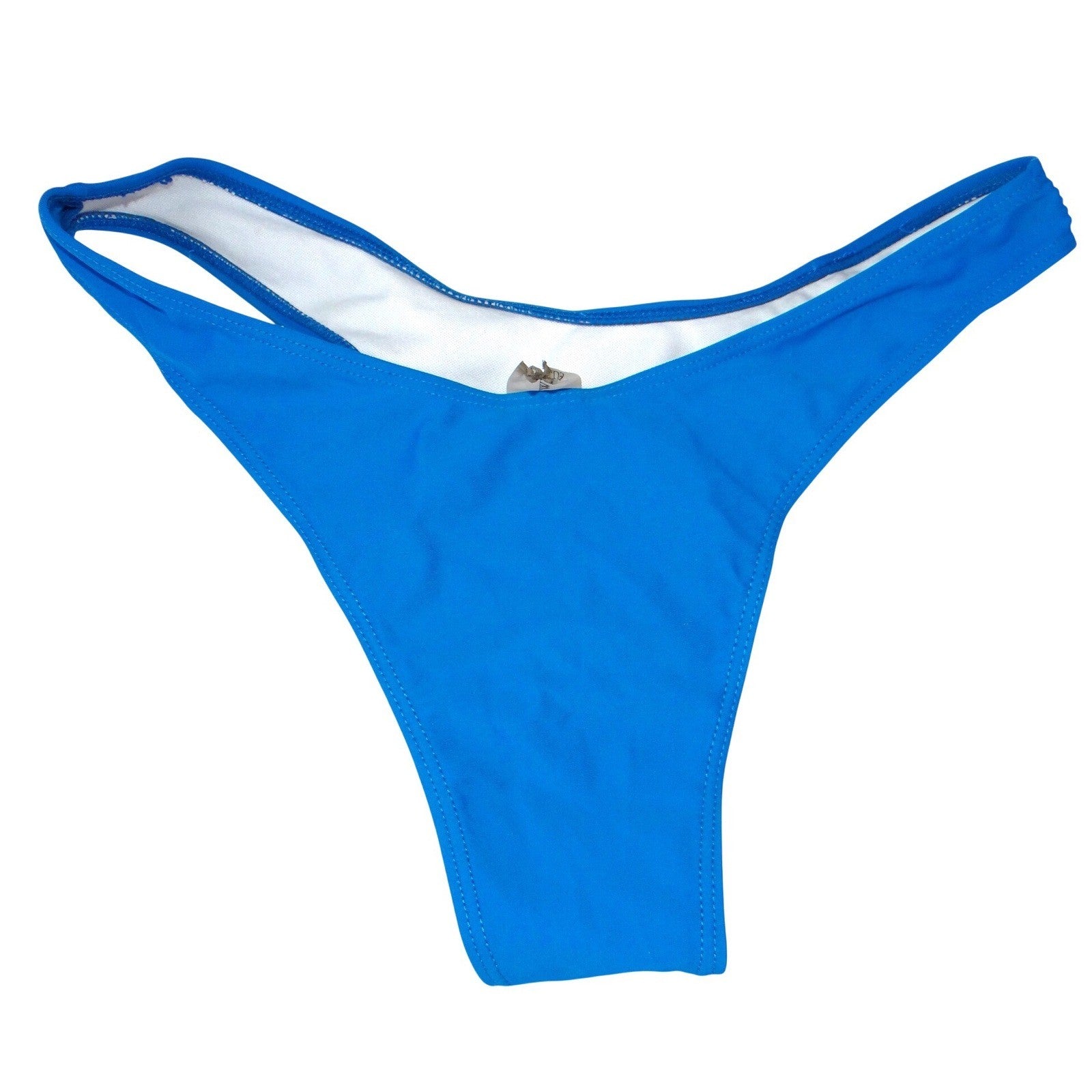 Womens Blue Ruched Bandeau Bikini Set High Cut Cheeky Swimsuit Size M