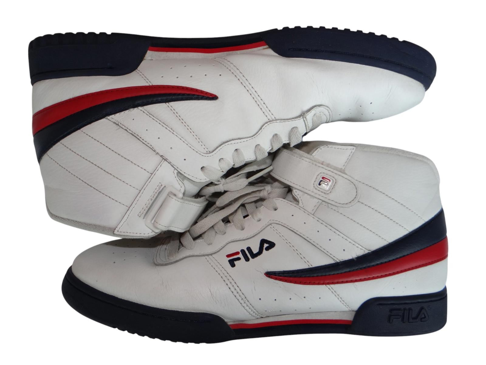 Fila Men's White High-Top Sneakers with Red and Navy Accents