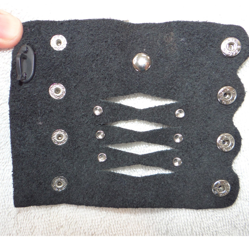 Harley-Davidson Black Leather Winged Heart Hair Glove Ponytail Wrap Rhinestone