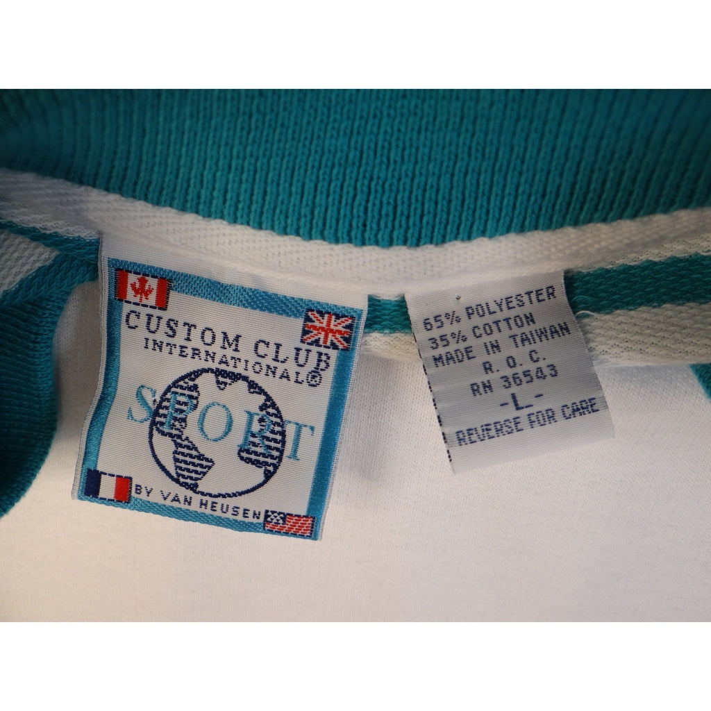 Vintage Custom Club International Sailboat Graphic Stripe T Shirt Mens Large