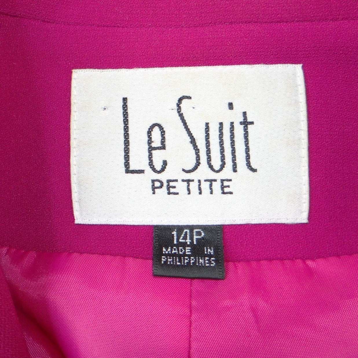 Le Suit Vintage Petite Women Magenta Pink 2 Piece Skirt Suit Blazer Set Size 10P
