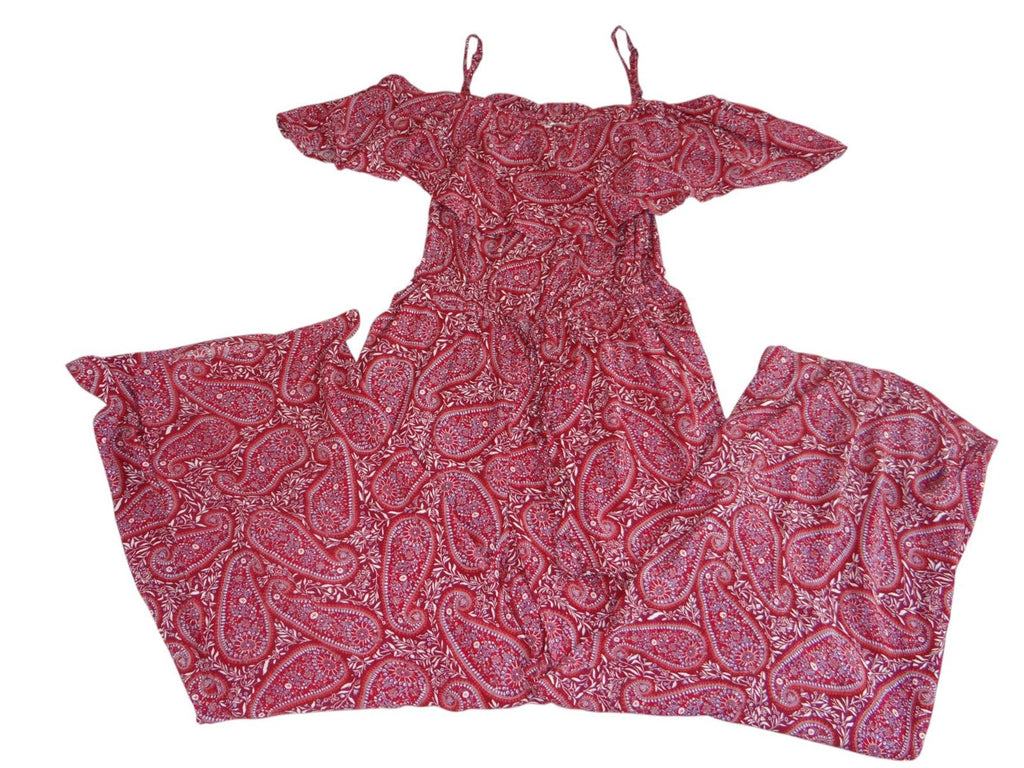 Old Navy Red Paisley Print Off-Shoulder Jumpsuit - Size S