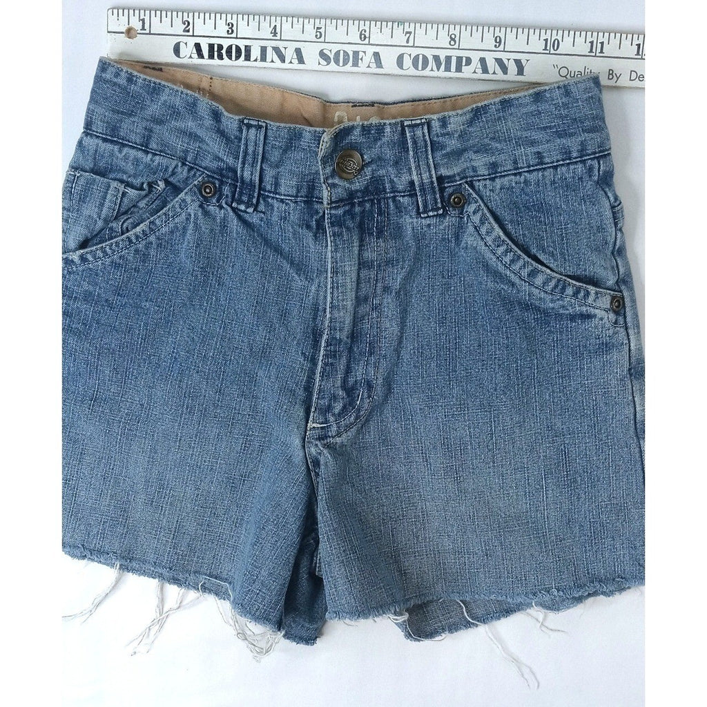Youth Dickies Denim Cutoff Shorts Little Girls Size 10 Light Wash Frayed Hem