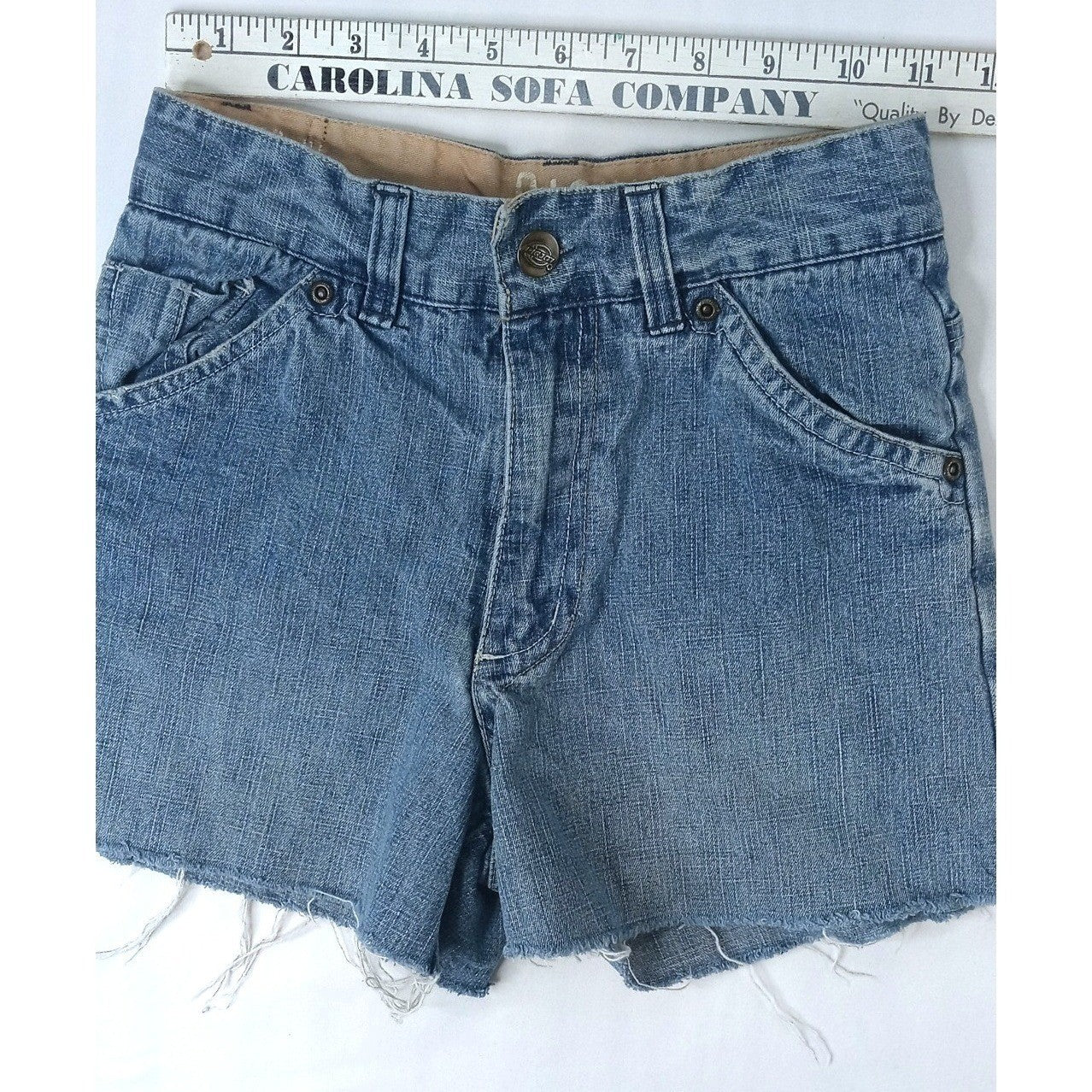 Youth Dickies Denim Cutoff Shorts Little Girls Size 10 Light Wash Frayed Hem