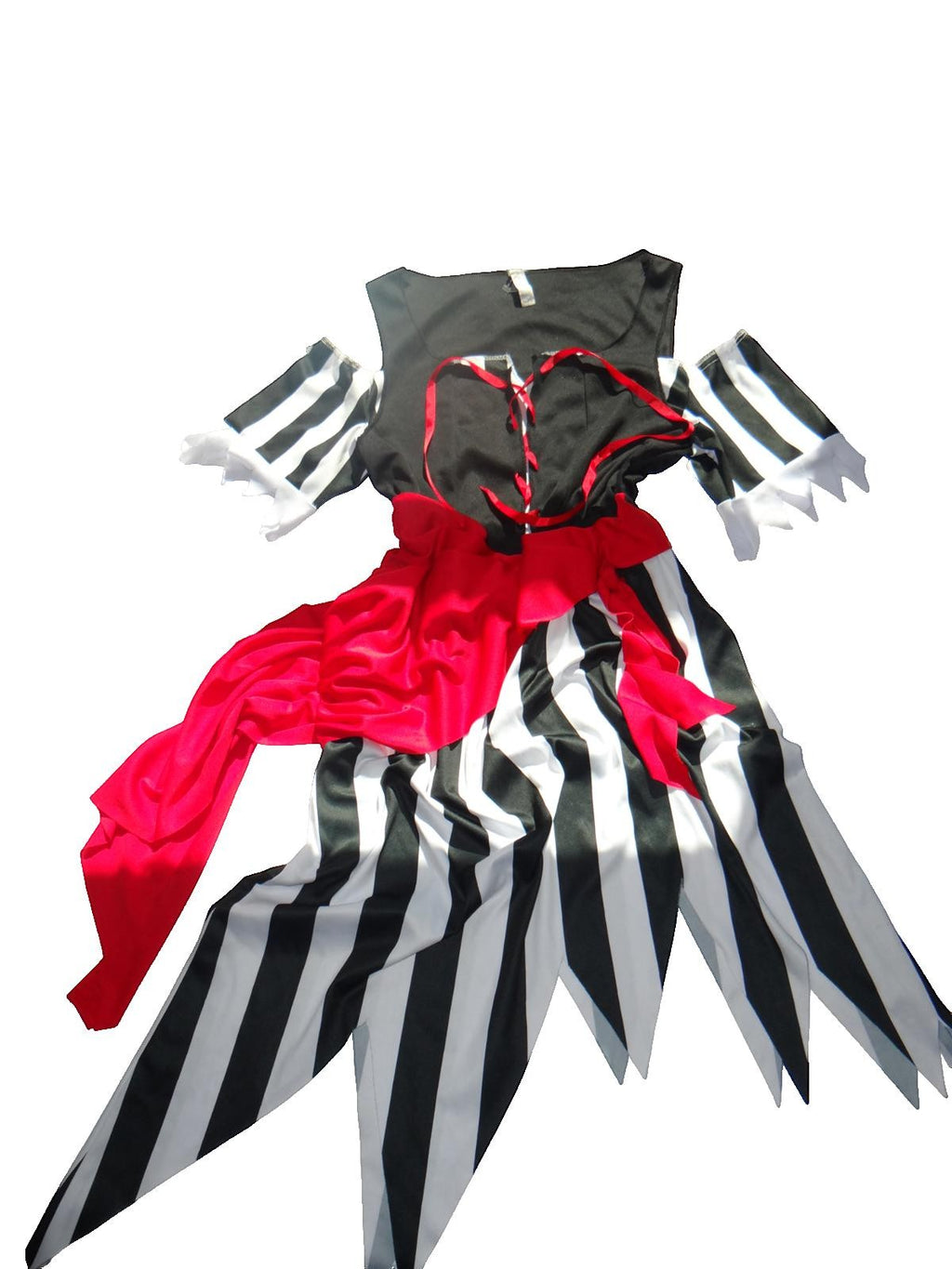 Women's Pirate Black, Red, and White Striped Costume Dress